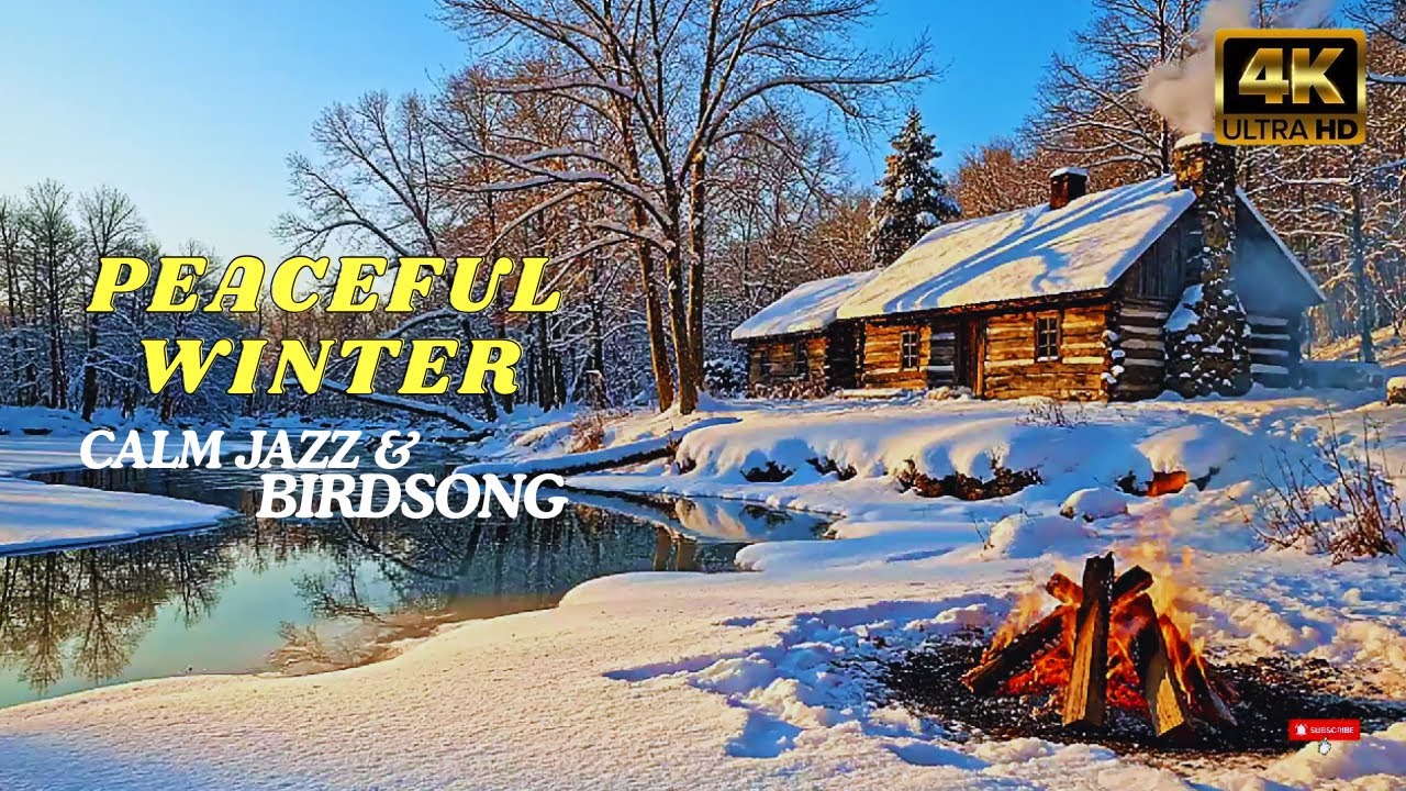 Спокойная зимняя медитация – заснеженное озеро, тихий ветер и умиротворяющее пение птиц.