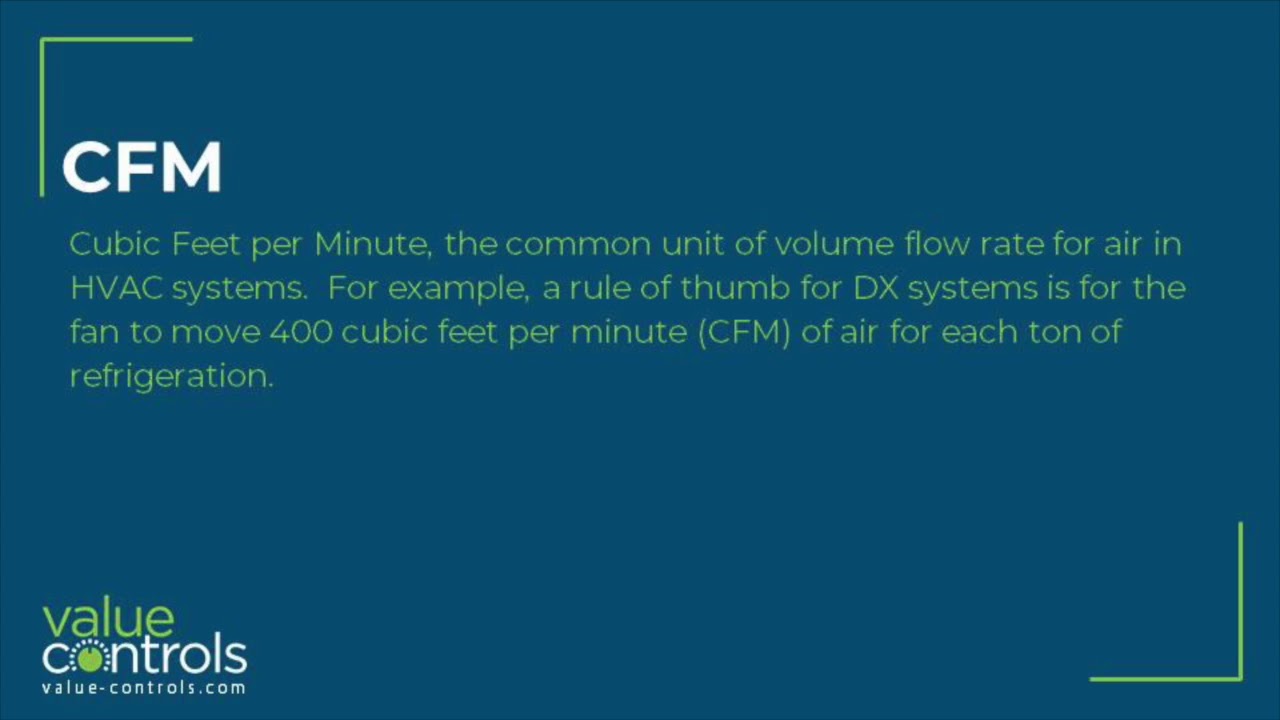Cubic Feet per Minute CFM - Value Controls Glossary of HVAC terms