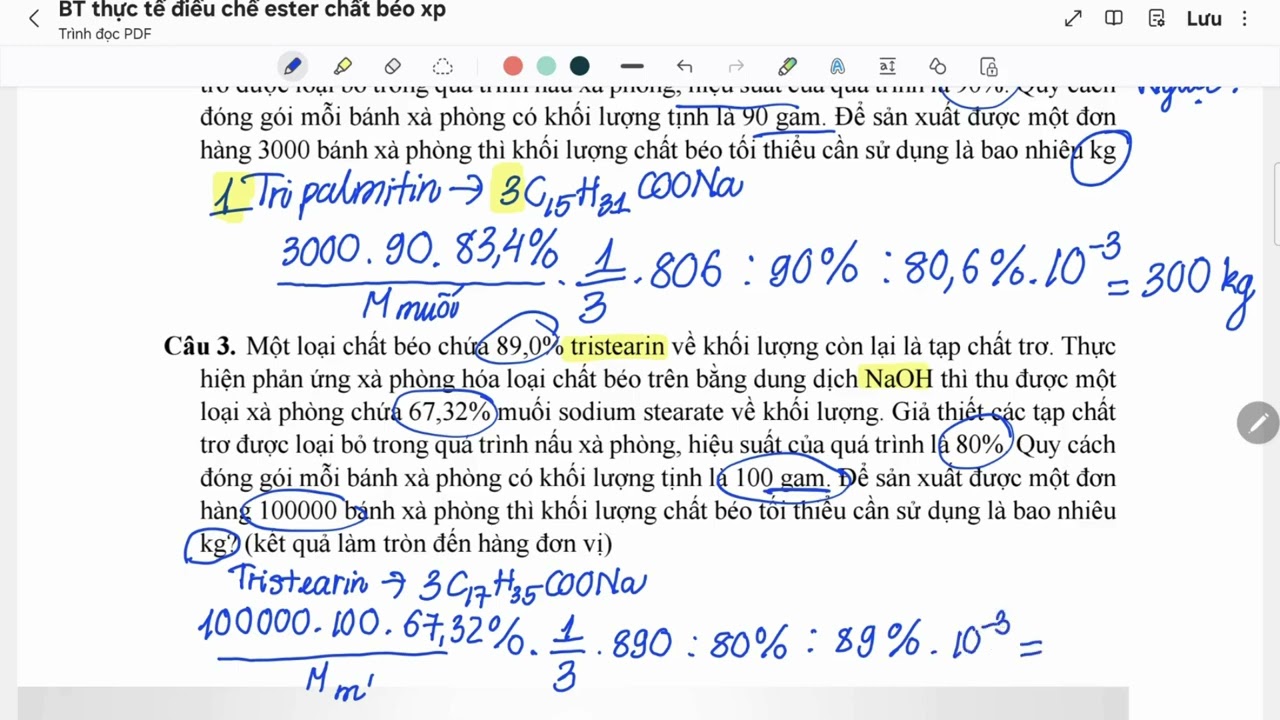 [HÓA 12] GIẢI NHANH BÀI TOÁN THỰC TẾ CHƯƠNG ESTER, CHẤT BÉO