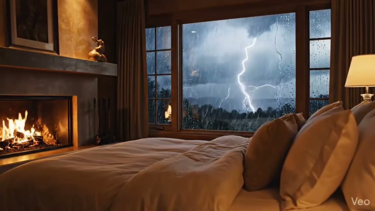 Cozy Bedroom ft. Heavy rain outside (ASMR VIDEO)