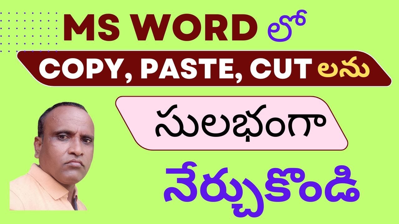 Copy Paste Cut in MS Word in Telugu