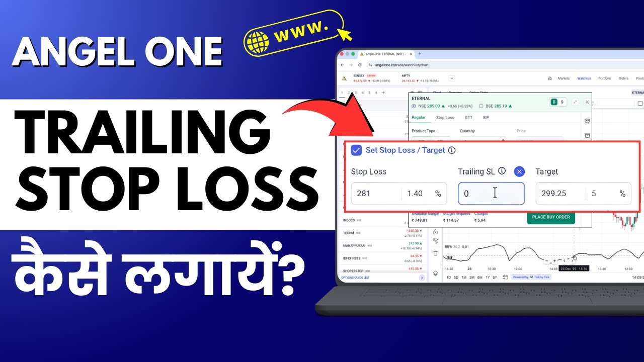 Angel One Trailing Stop Loss on Chart - Angel One Web Platform - Trailing Stop Loss Kaise Lagaye?