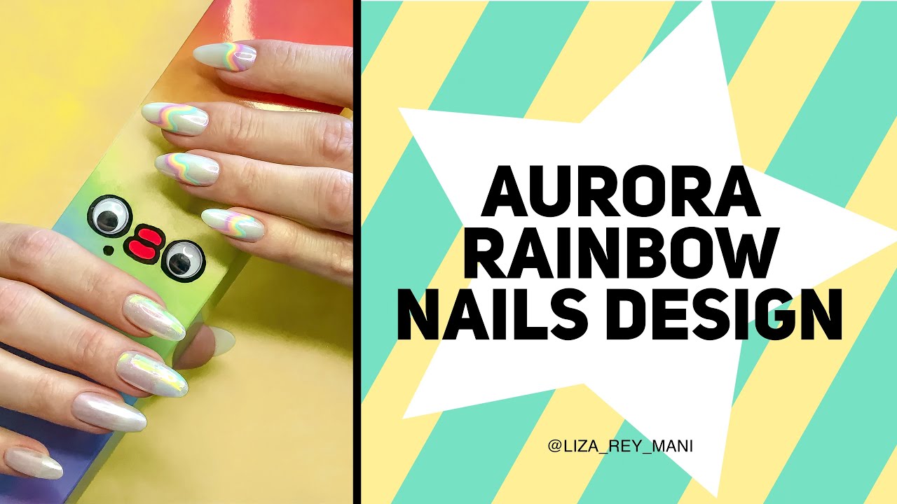 Как сделать тонкие корейские ногти Aврора. Aurora-Rainbow nails design.