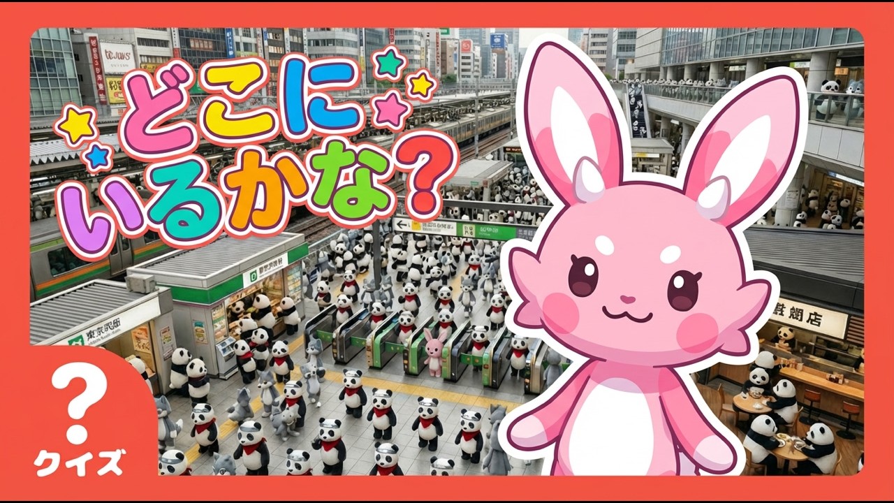 【さがしあそび】このなかに1ぴきだけ！みつけられるかな？🐰駅、電車