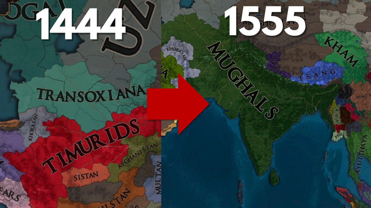 From Transoxiana to Mughal Empire by 1555 (EU4)