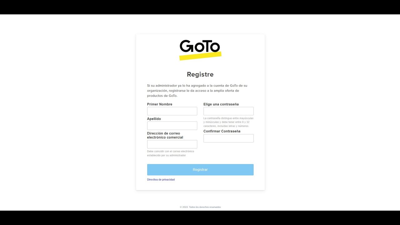 Como Registrar a Senha no GoTo Connect