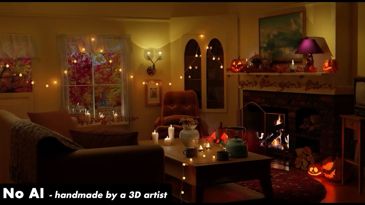 ☕️Gilmore Girls Ambience ~ Lorelai and Rory's Living Room 🕯️🌧️~ Fireplace and Rain Sounds