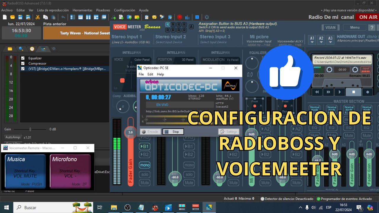 CONFIGURACIÓN BÁSICA DE RADIOBOSS 7.0.1.9 CON VOICEMEETER ✅