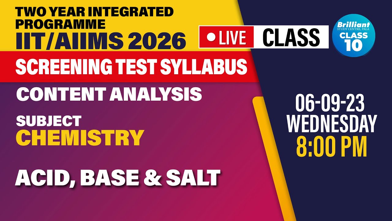 ACID, BASE & SALT | LIVE | CHEMISTRY | 06/09/2023 | 08:00 PM