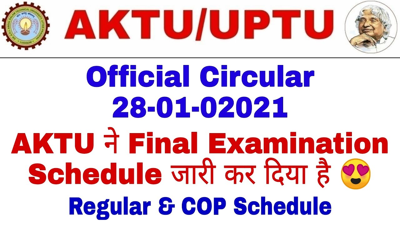 AKTU Official Circular | AKTU Examination Schedule 2021 | AKTU Carry over & Regular Paper Schedule