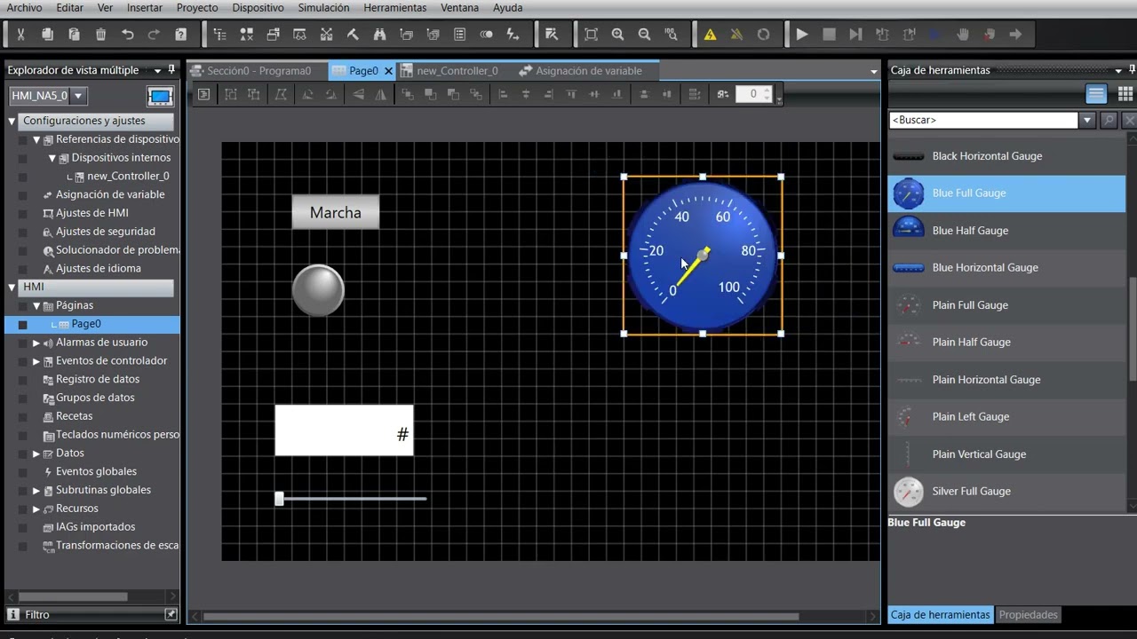 HMI de la serie NA, simulación integrada
