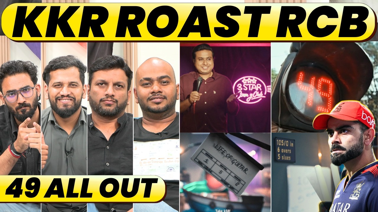 KKR LINE OF LEGACY OR DEDICATED RCB ROAST SESSION. 49 ALL OUT TO POWERPLAY PITAAI TO 3 STARS