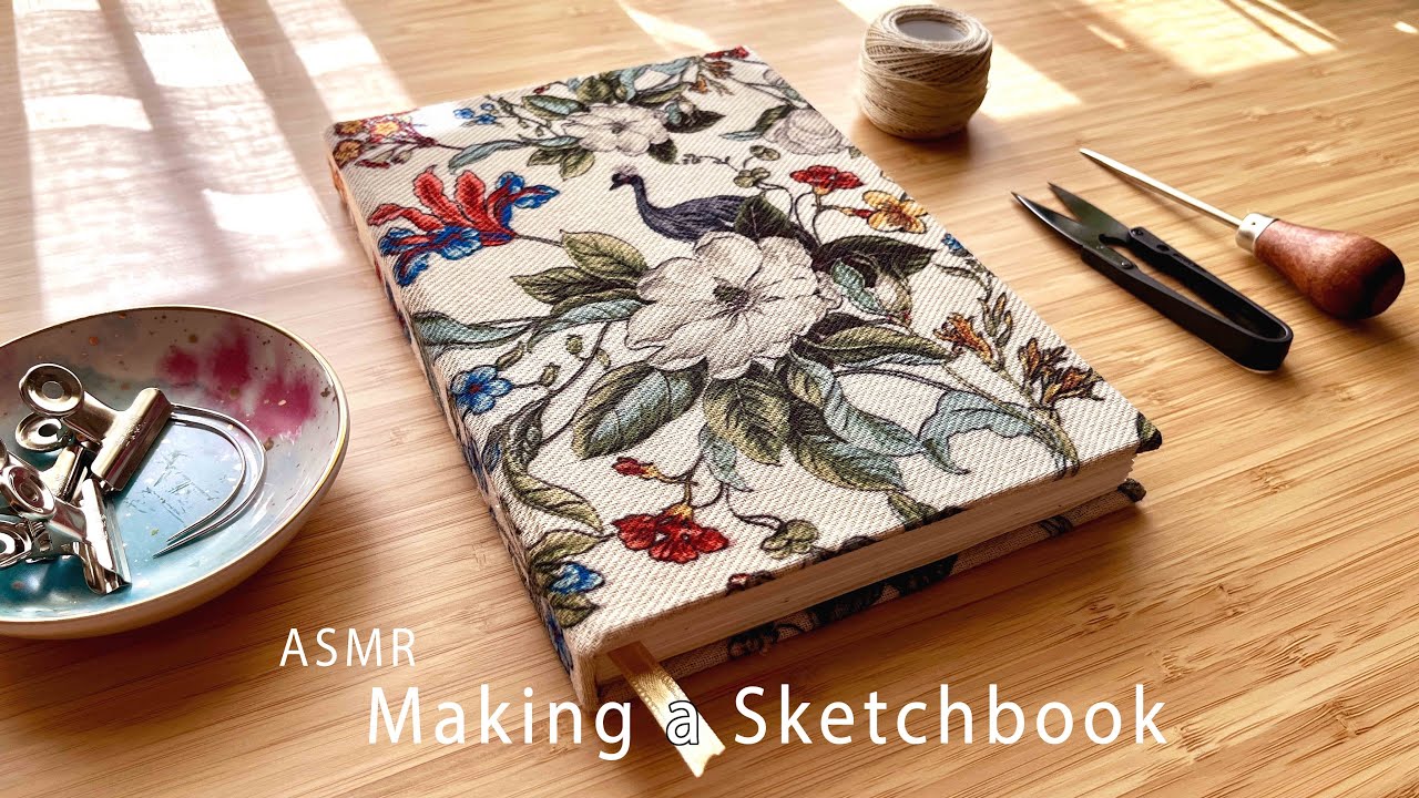 Making a Sketchbook + Binding / ASMR - no music  🪡 ✂️