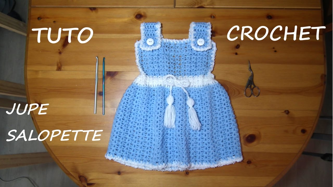 TUTO CROCHET COMMENT FAIRE UNE JUPE SALOPETTE