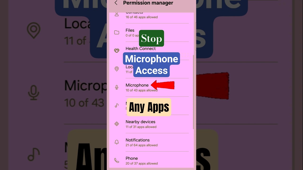 Stop microphone access for any Apps? #shortsfeed #microphonesettings