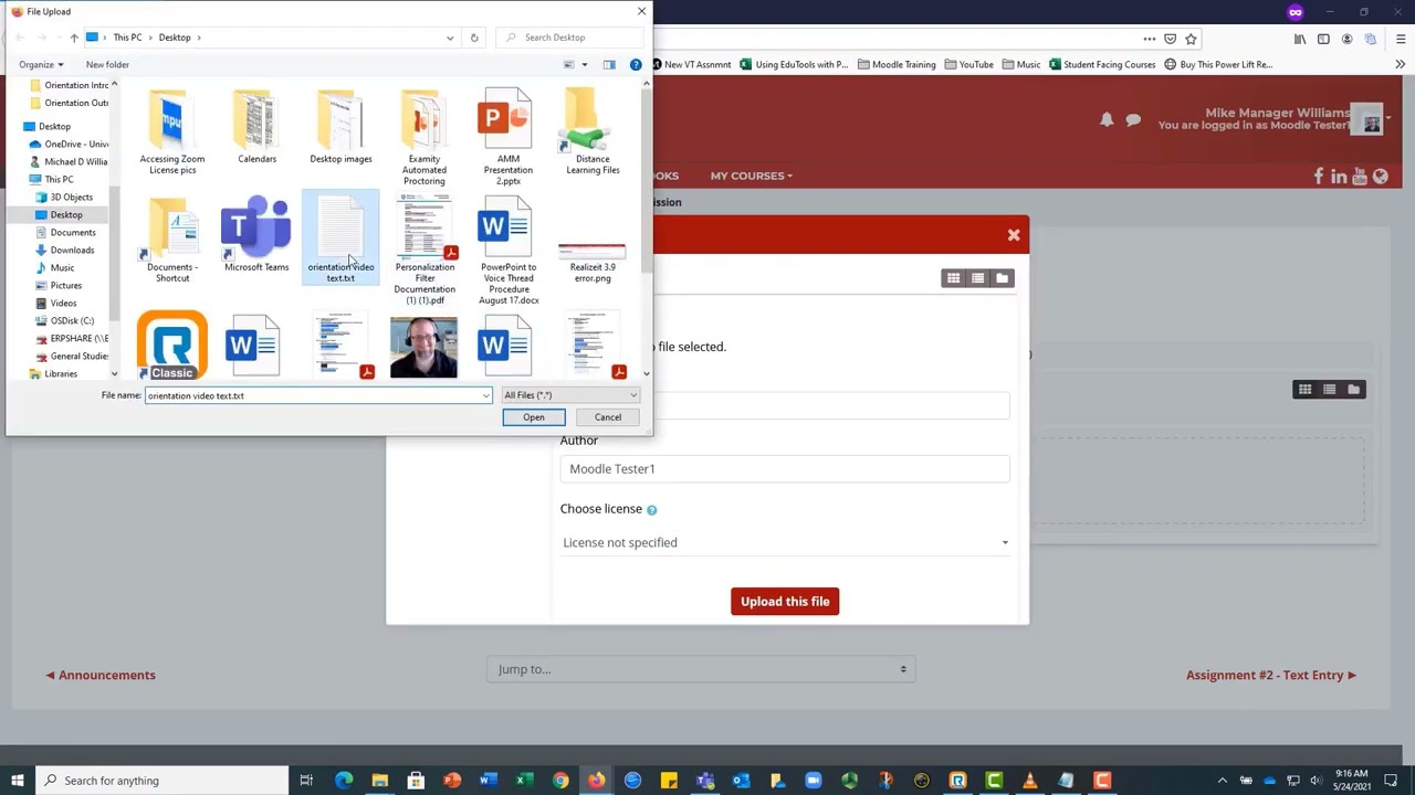 Completing assignments in Moodle