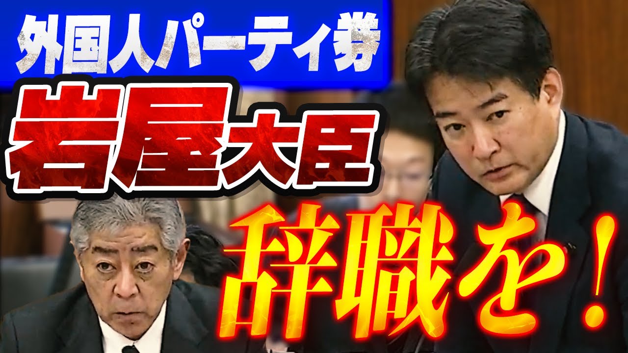 【岩屋大臣】辞職を！外国人パーティ券購入はOK！？⚡️4/22のやなチャン国会質疑！