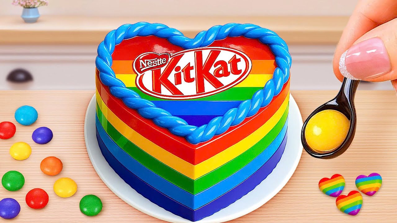 Satisfying Mini Rainbow KITKAT Cake Recipe 4K🌈🍫