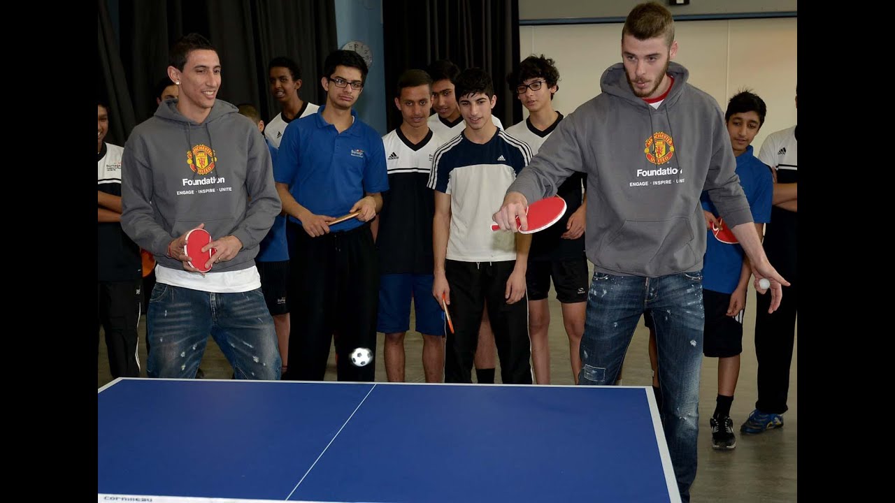 David de Gea and Angel Di Maria visit Burnage Academy for Boys - 