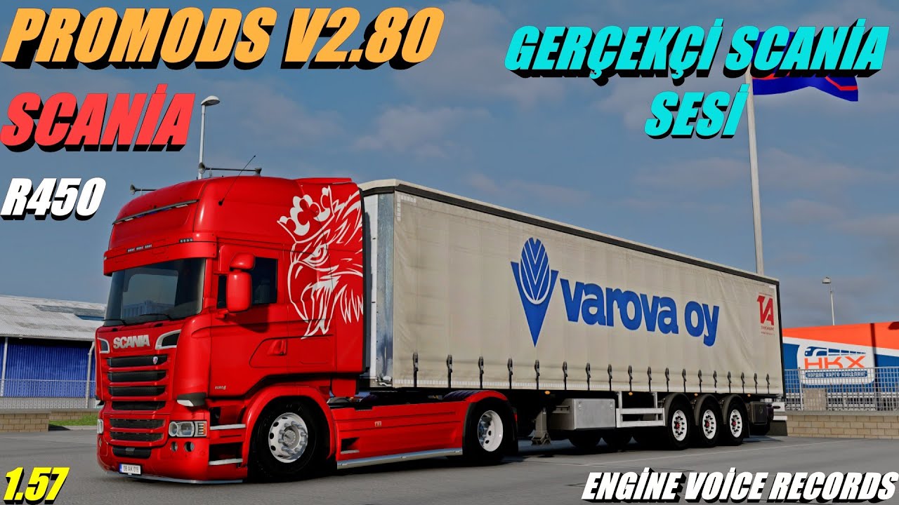 PROMODS V2.80 DANİMARKA  YOLLARI SCANİA R450 GERÇEKÇİ GÜZEL BİR SES ENGİNE VOİCE RECORDS SÜRÜM 1.57