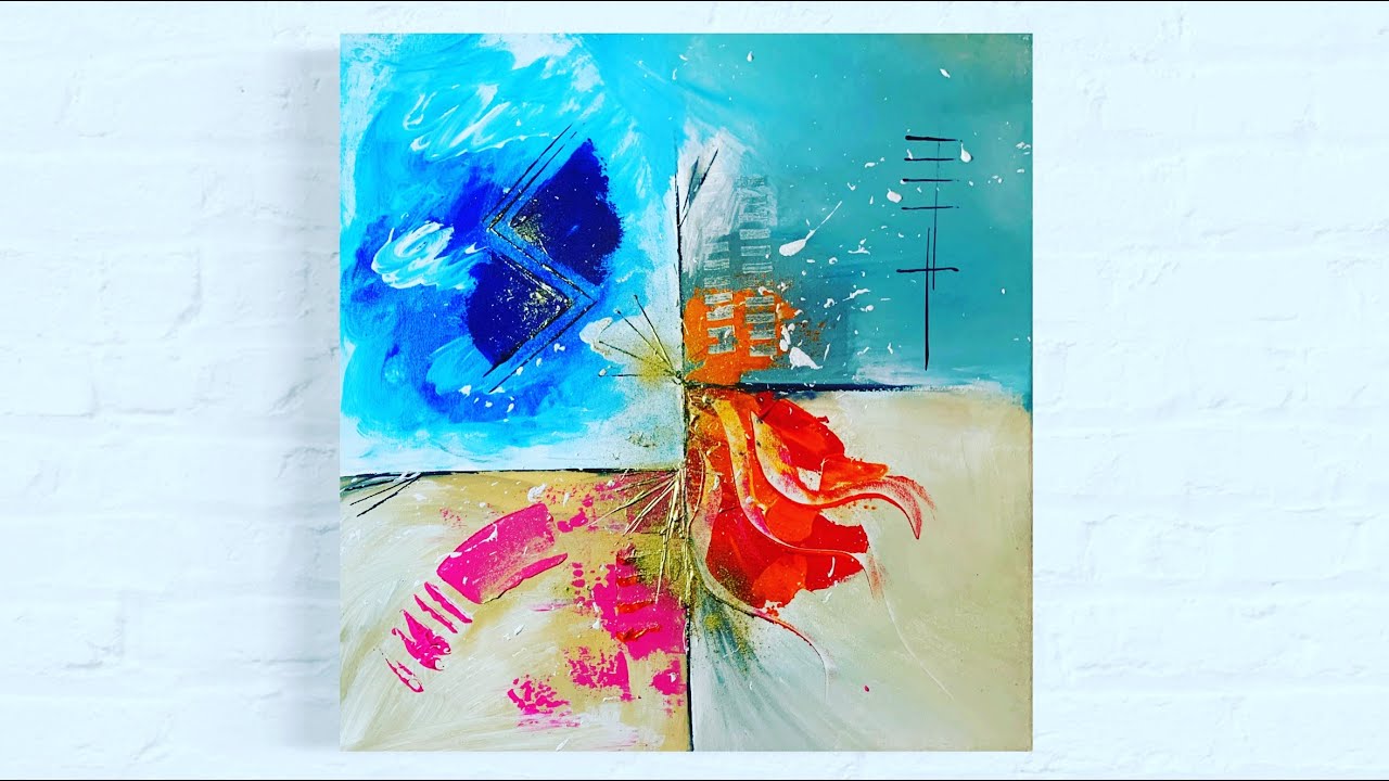 Easy abstract acrylic painting D50x50