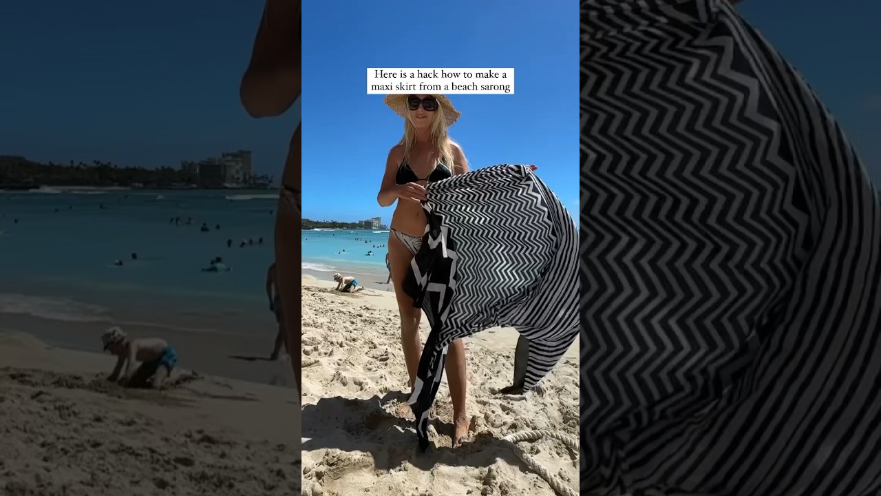 Here is a hack how to make a maxi skirt from your beach sarong #fashionhacks #beachwear #shorts
