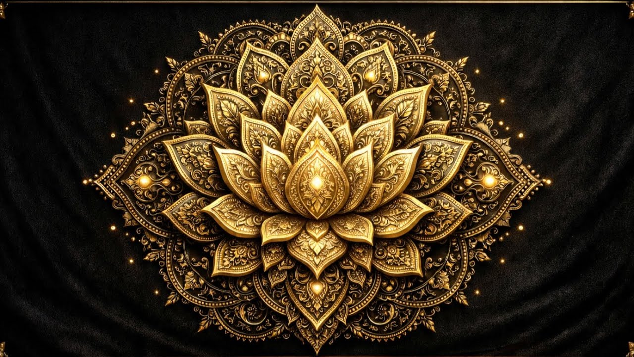 Golden Lotus Mandala on Black Velvet 🌙 Ultra Detailed 4K TV Ambient Art