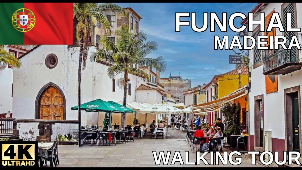 Funchal, Madeira 4K - Walking Tour of the City Center and Oceanfront