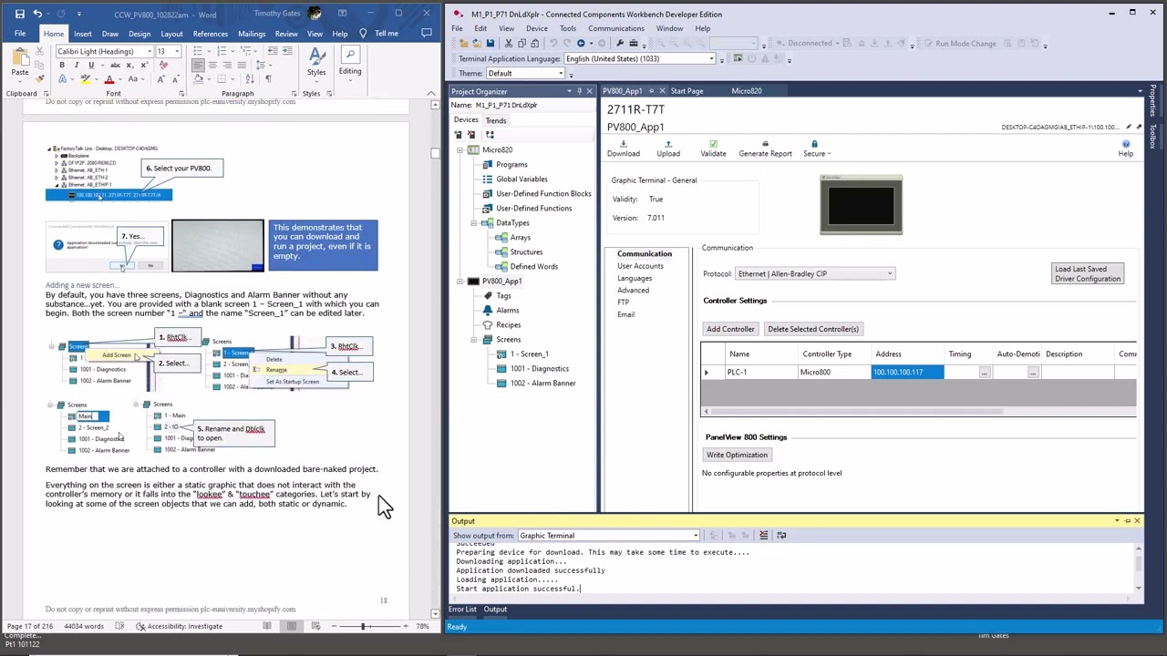 Panelview800 Micro800 Projects P1a - Connected Components Workbench P1