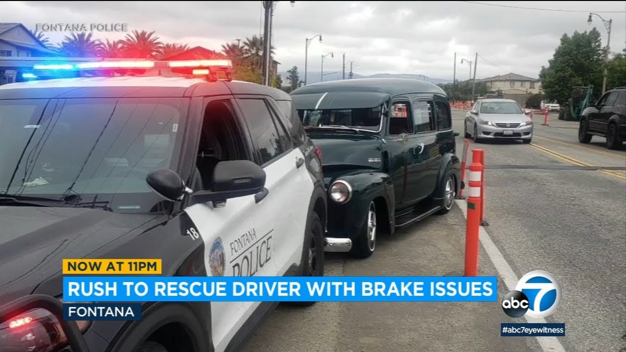 Vintage car driver calls 911 after brakes stop working in Fontana
