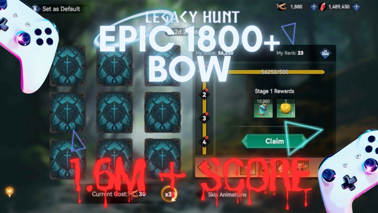 Legacy Hunt - 1800+ Bow and 1.6M Plus Score - How to get top Ranks as a F2P 😂. #vikingrise #vr