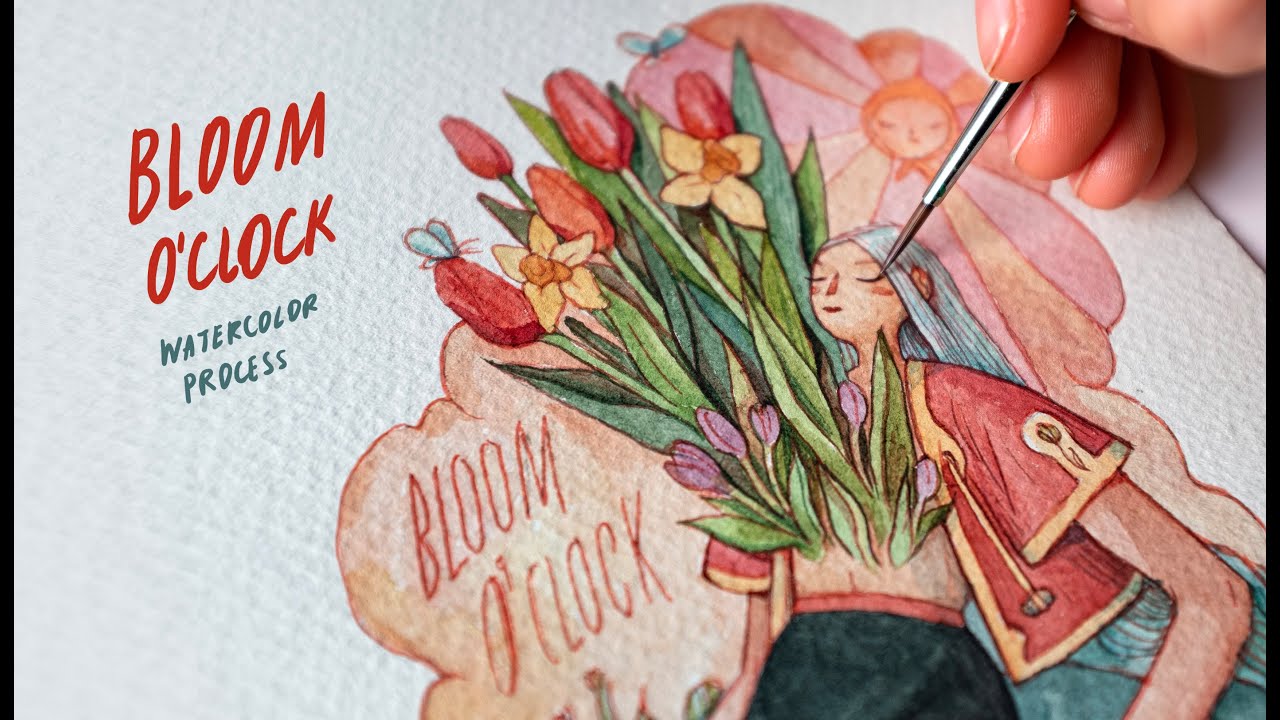 Bloom O'clock - Spring-themed Watercolor painting