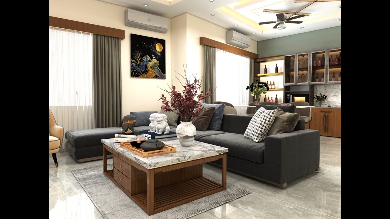 Unique Design of Living ,Dining & Kitchen| Uniworld City |Kolkata |Designed By Dream Vision Idea