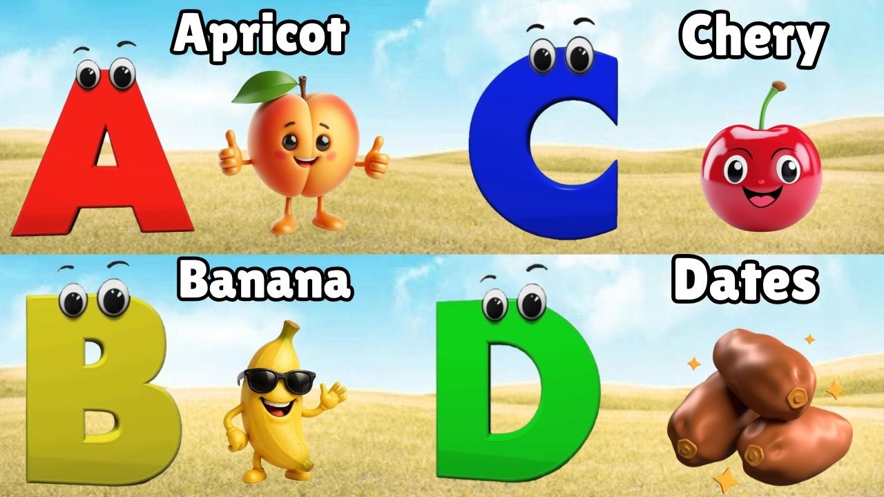 Phonics Song - ABC Fruits Song | A is for Apricot | Toddlers learning alphabet A to Z | ABC Song
