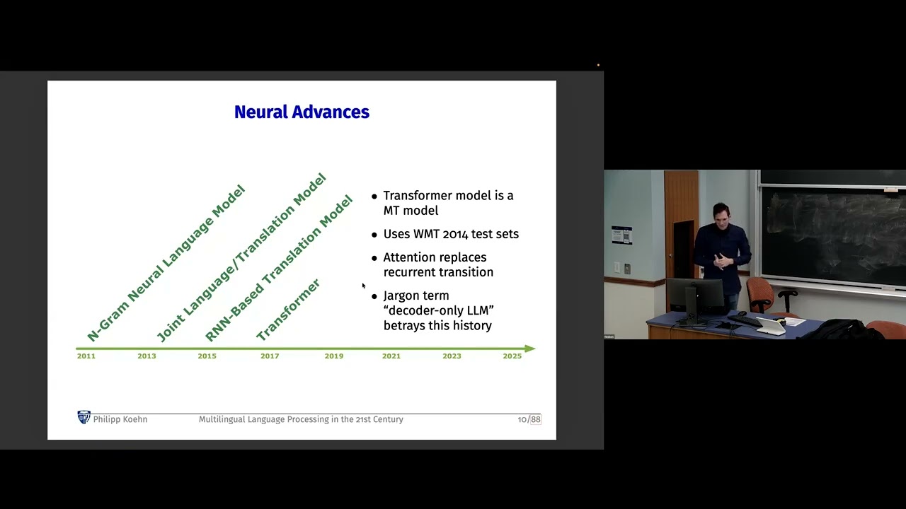 Philipp Koehn: Multilingual Language Processing in 21 century: Lessons Learned and Challenges Ahead
