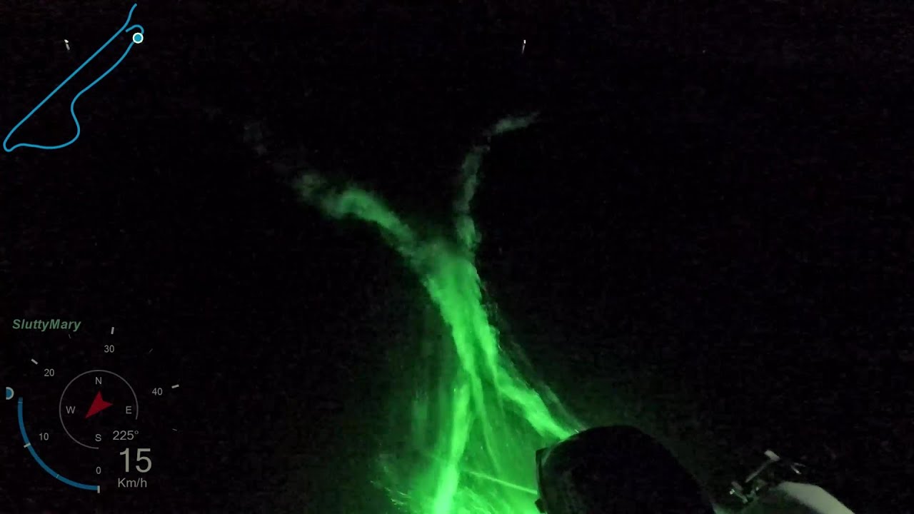 15 PS Suzuki nachts mit Unterwasserlicht   #Boot #Wasser #Suzuki #LED #underwater #greenlantern 😅
