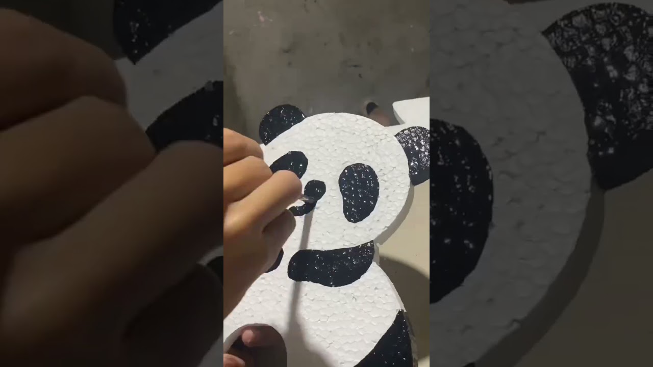 Styrofoam Painting | Panda Inspired #diy #shorts