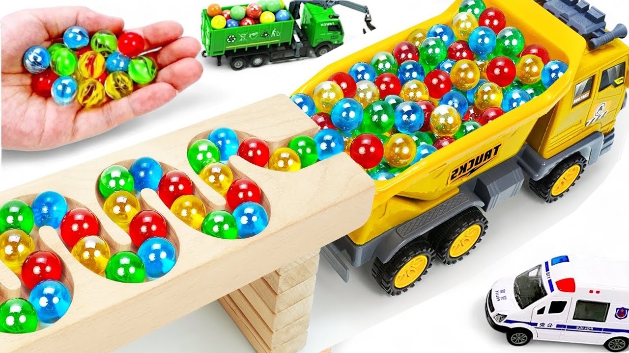 자동차 장난감 경찰차 소방차 구급차 굴삭기 덤프 트럭 트랙터 레미콘 크레인 트럭 자동차 중장비 모래놀이 | BIBO와 장난감