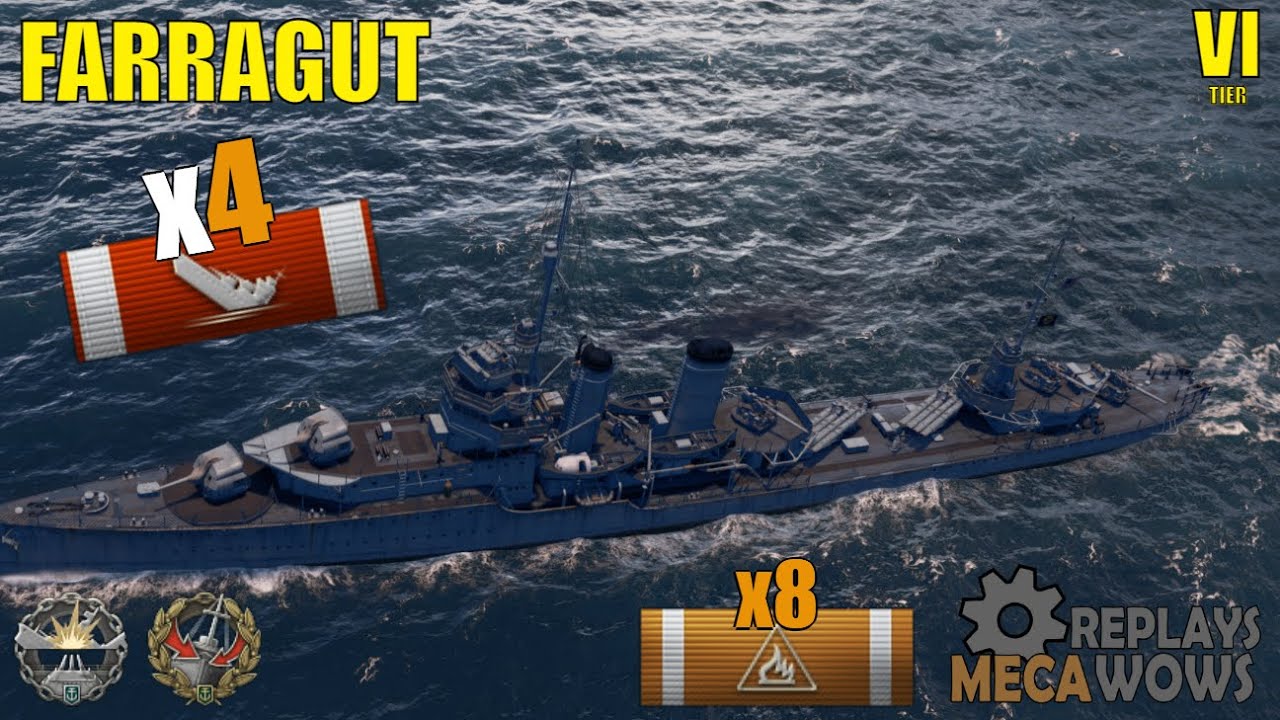 USS Farragut 134k 4 kills | World of Warships Gameplay