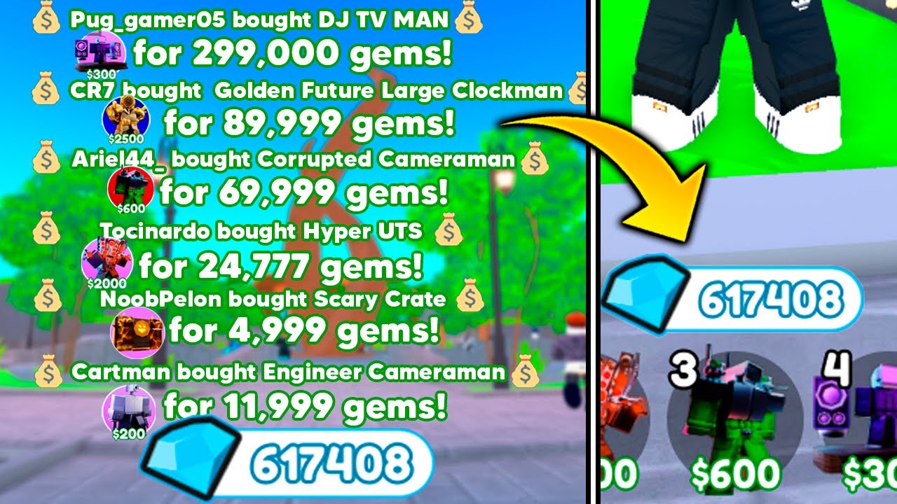 🎉Paso 12 Horas en el TRADING PLAZA Consiguiendo GEMAS! Toilet Tower Defense