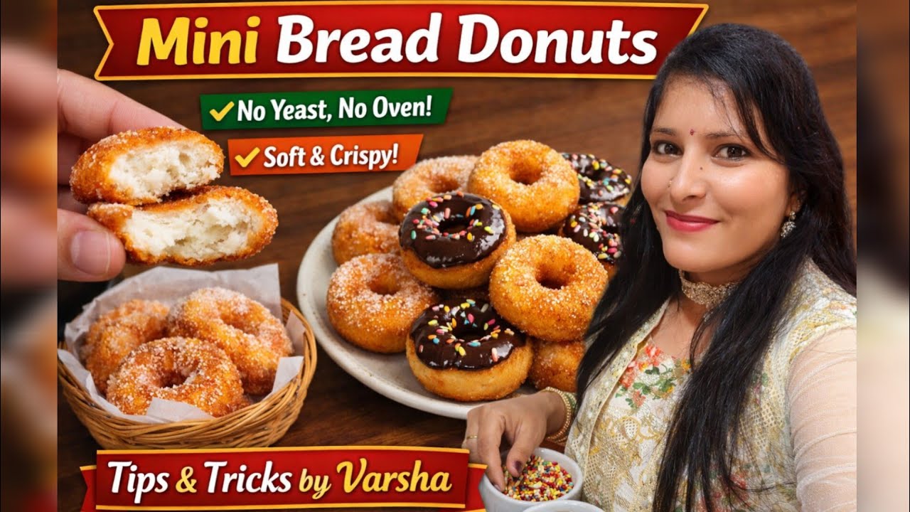 Mini Bread Donuts Recipe | Bread Se Banaye Soft & Crispy Donuts | Easy Tea Time Snack