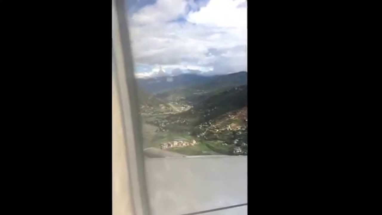 Landing in Paro, Bhutan Drukair flight KB205.