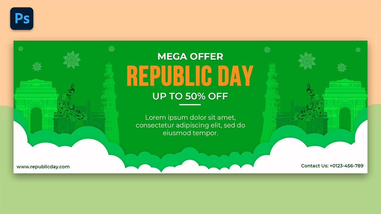 Republic Day Banner Design Tutorial in Photoshop | Photoshop Banner Design Tutorial