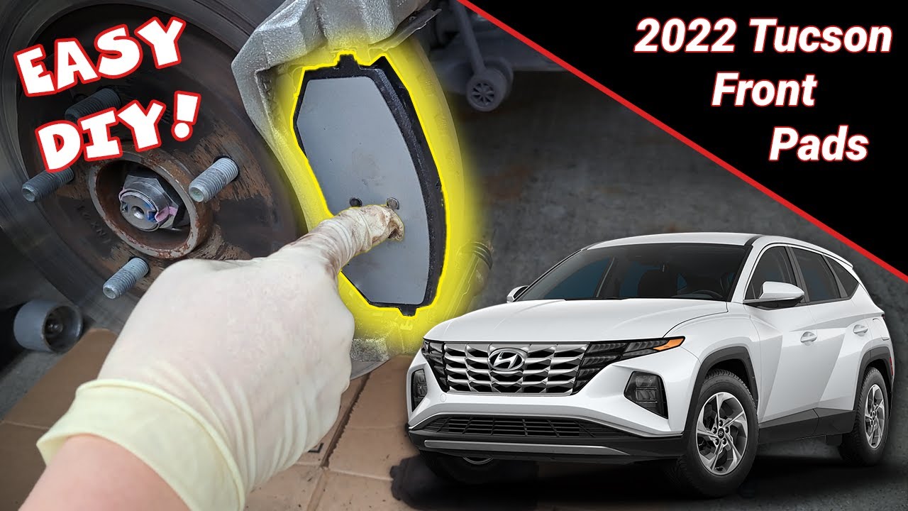 Замена передних тормозных колодок Hyundai Tucson 2022–2024 годов выпуска