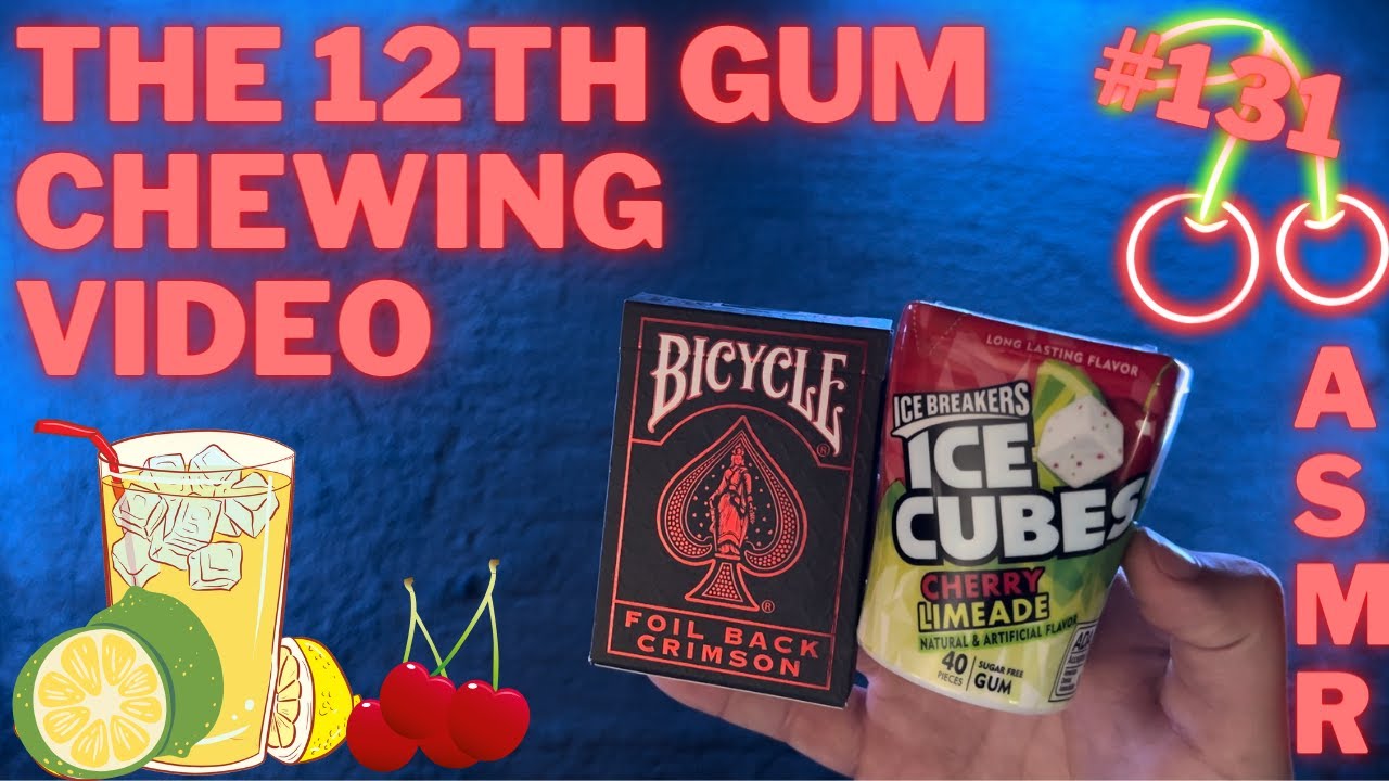 ASMR Gum Chewing, Mouth Sounds & Ice Cubes Gum ~ Solitaire #131