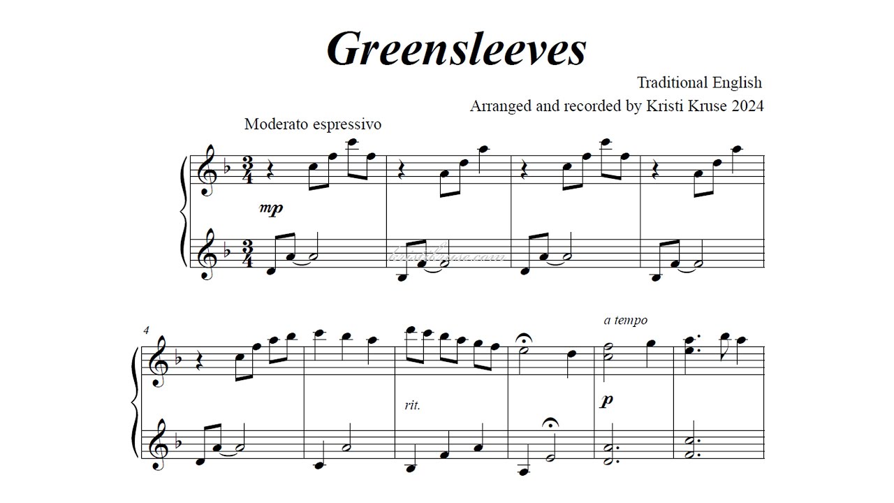 Greensleeves 🌿✨ Piano Solo
