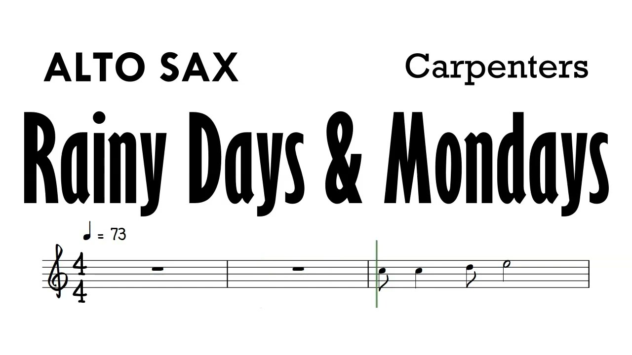 Rainy Days And Mondays Alto Sax Sheet Music Backing Track Partitura Carpenters