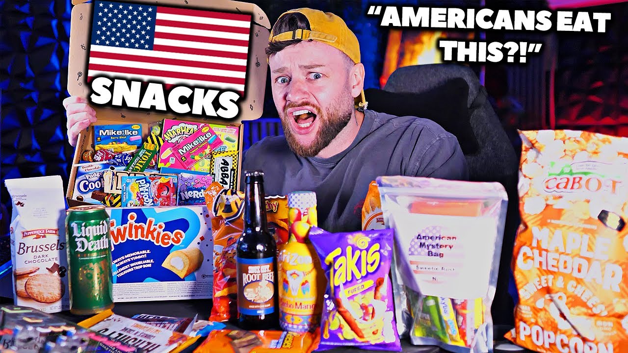 BRITISH GUY EATS AMERICAN SNACKS FOR THE FIRST TIME | Part 1