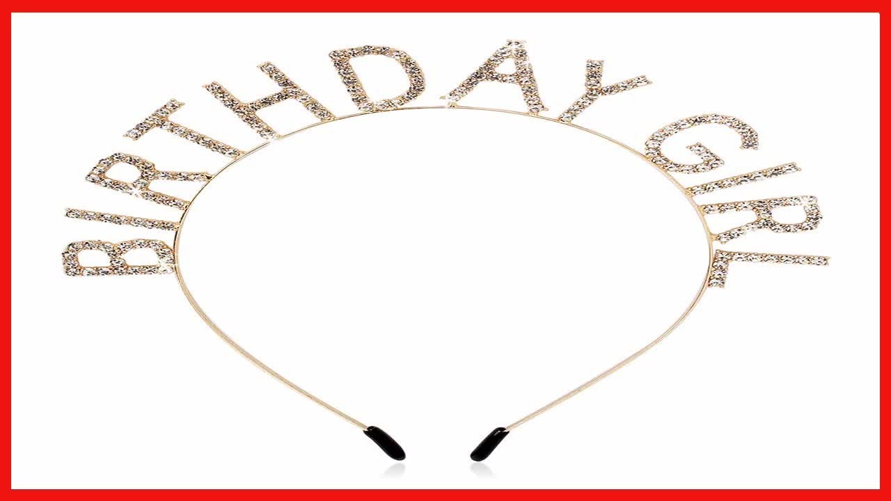 AOPRIE Birthday Girl Headband Birthday Tiara for Women Girls Happy Birthday Princess Crown Rhineston
