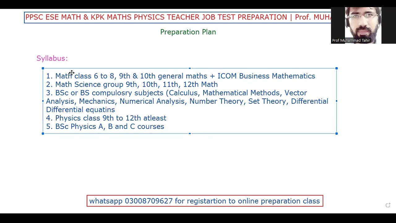 PPSC ESE Math & KPK Maths physics Teacher Job Preparation with Prof Muhammad Tahir | OLH Maths